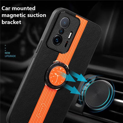 KADEM For Xiaomi 11T 5G / 11T Pro 5G Case Rotary Kickstand PU Leather+TPU+Acrylic Phone Cover