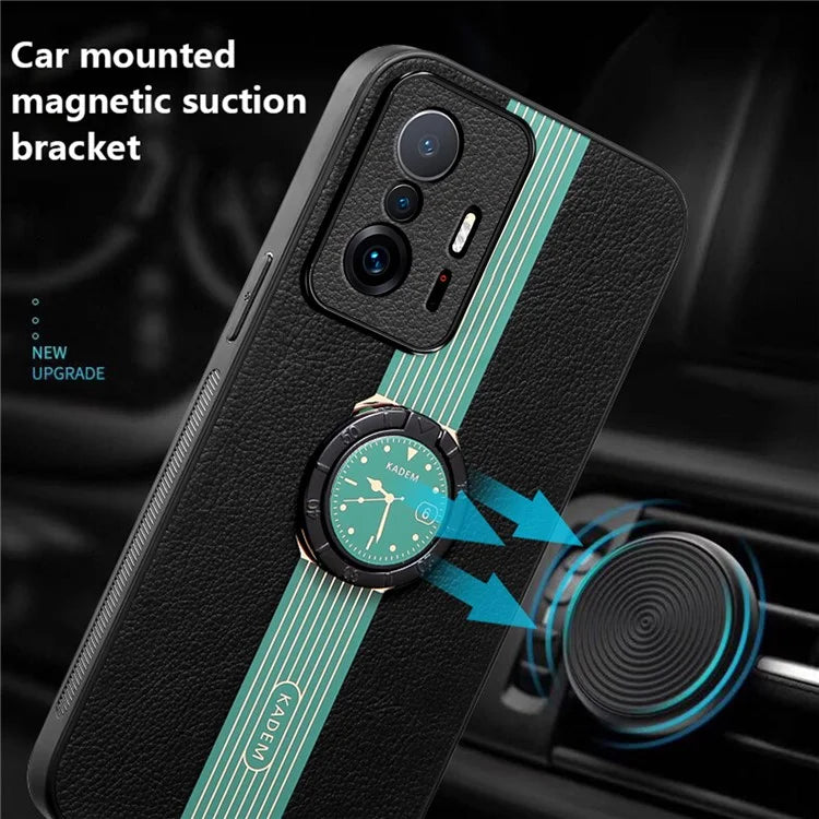 KADEM For Xiaomi 11T 5G / 11T Pro 5G Case Rotary Kickstand PU Leather+TPU+Acrylic Phone Cover