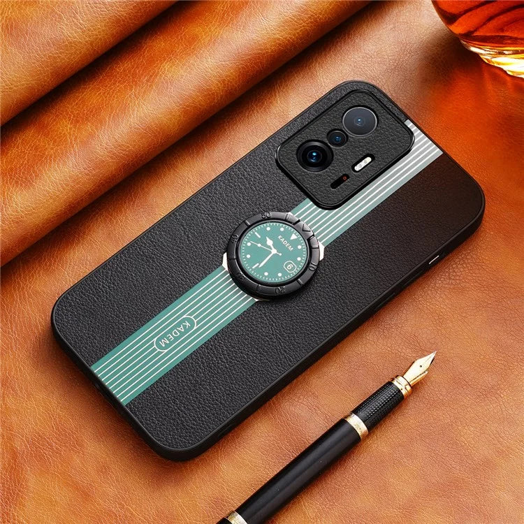 KADEM For Xiaomi 11T 5G / 11T Pro 5G Case Rotary Kickstand PU Leather+TPU+Acrylic Phone Cover