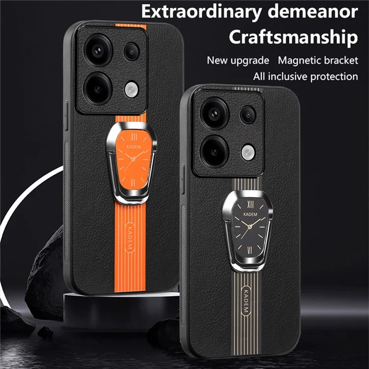 KADEM For Xiaomi Redmi Note 13 Pro 5G / Poco X6 5G Case PU Leather+TPU+Acrylic Smart Phone Cover with Kickstand