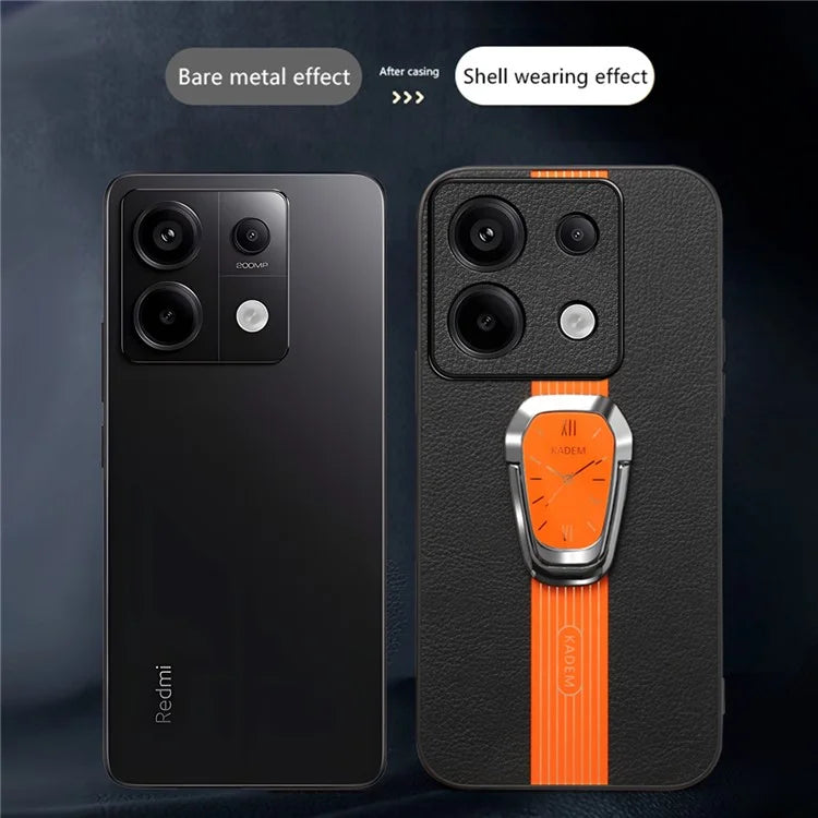 KADEM For Xiaomi Redmi Note 13 Pro 5G / Poco X6 5G Case PU Leather+TPU+Acrylic Smart Phone Cover with Kickstand