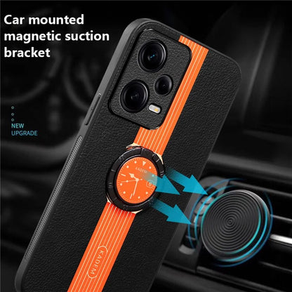 KADEM For Xiaomi Redmi Note 12 Pro 5G Electroplated Phone Case Kickstand Leather+Acrylic+TPU Cover