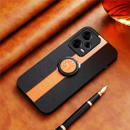 KADEM For Xiaomi Redmi Note 12 Pro 5G Electroplated Phone Case Kickstand Leather+Acrylic+TPU Cover