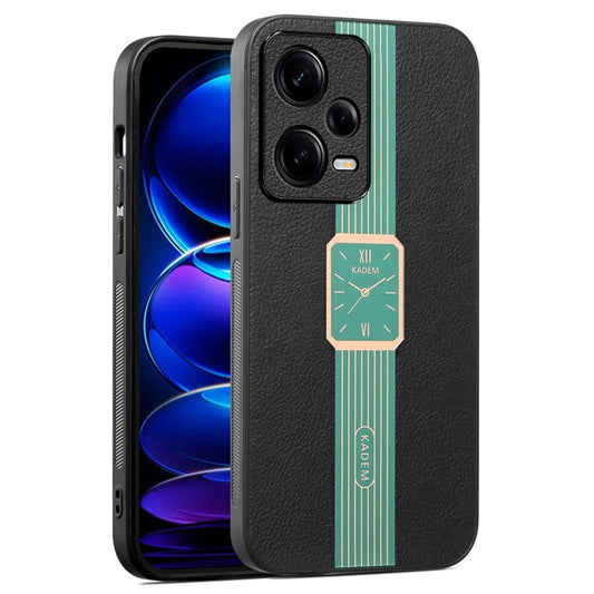 KADEM For Xiaomi Redmi Note 12 Pro 5G Cover Leather+TPU+Acrylic Watch Pattern Protector Case
