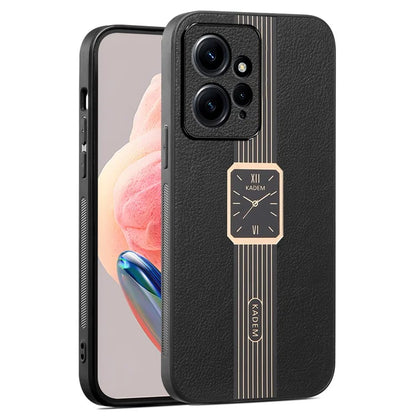 KADEM For Xiaomi Redmi Note 12 4G Cover Leather+TPU+Acrylic Watch Pattern Hybrid Case