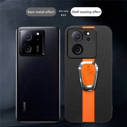 KADEM For Xiaomi Redmi K60 Ultra Case Anti-fall PU Leather+TPU+Acrylic Folding Kickstand Phone Cover