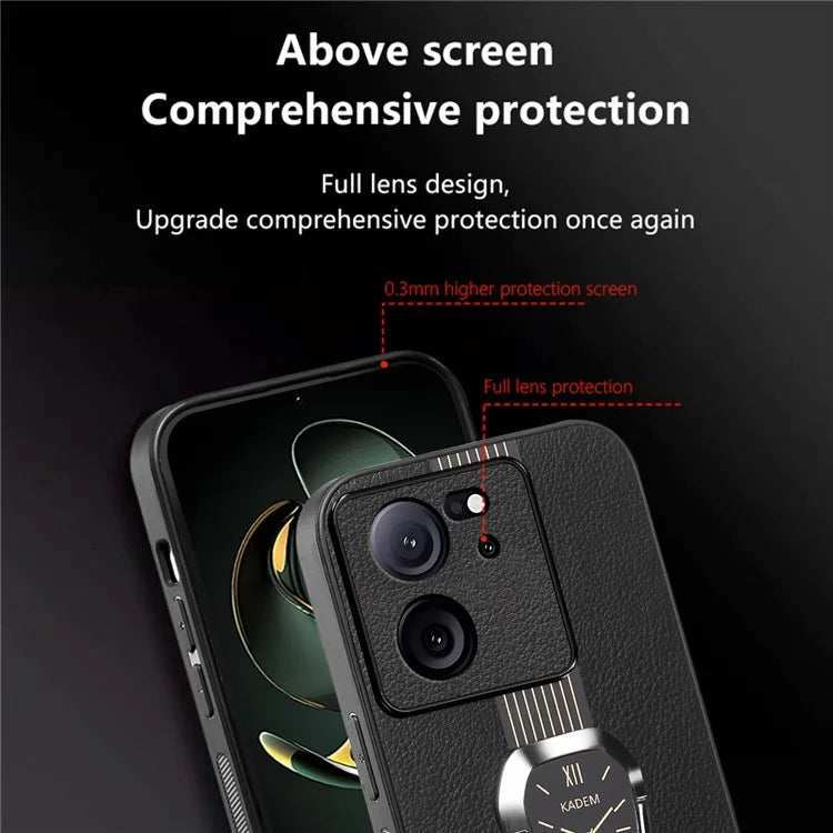 KADEM For Xiaomi Redmi K60 Ultra Case Anti-fall PU Leather+TPU+Acrylic Folding Kickstand Phone Cover