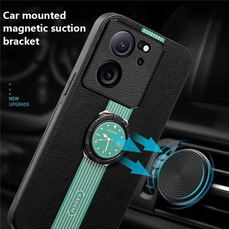 KADEM For Xiaomi Redmi K60 Ultra Case Rotation Kickstand PU Leather+Acrylic+TPU Phone Cover