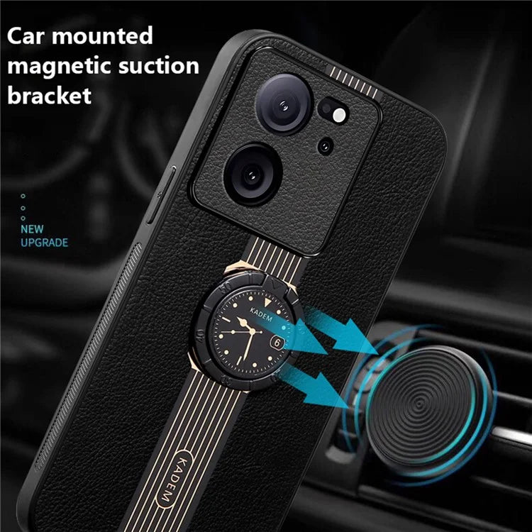 KADEM For Xiaomi Redmi K60 Ultra Case Rotation Kickstand PU Leather+Acrylic+TPU Phone Cover