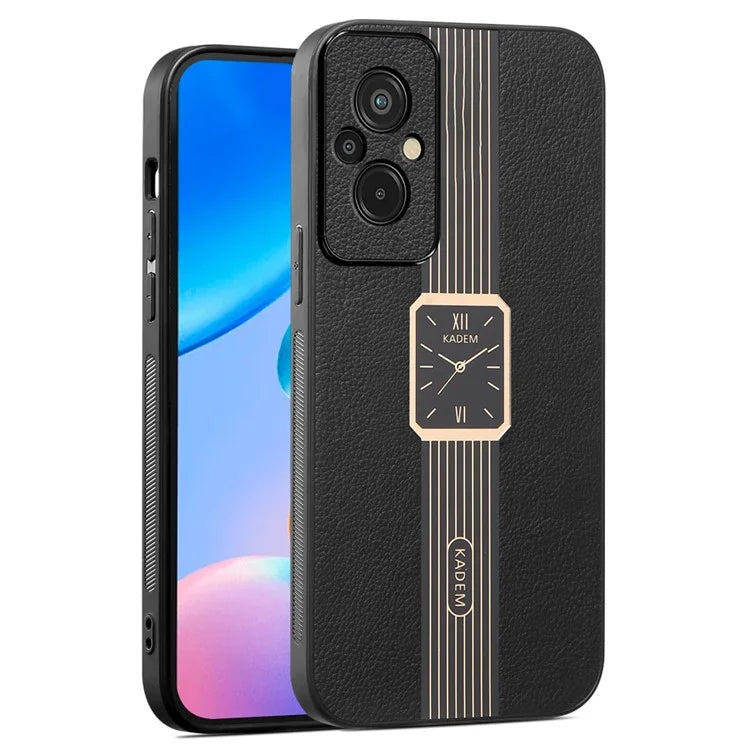 KADEM For Xiaomi Redmi 11 Prime 4G Case Leather+TPU+Acrylic Electroplated Phone Cover