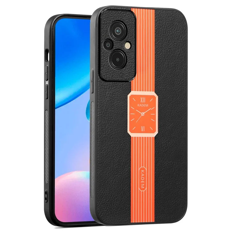 KADEM For Xiaomi Redmi 11 Prime 4G Case Leather+TPU+Acrylic Electroplated Phone Cover