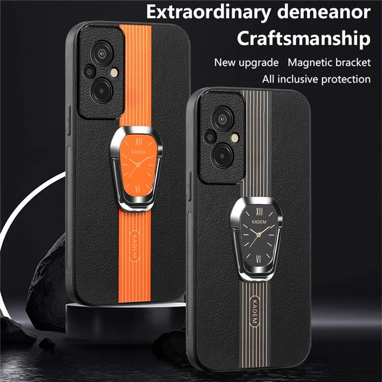 KADEM For Xiaomi Redmi 11 Prime 4G Phone Case Anti-fall Back Guard PU Leather+TPU+Acrylic Cover