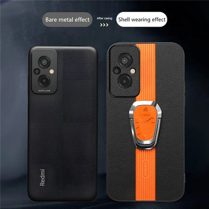 KADEM For Xiaomi Redmi 11 Prime 4G Phone Case Anti-fall Back Guard PU Leather+TPU+Acrylic Cover
