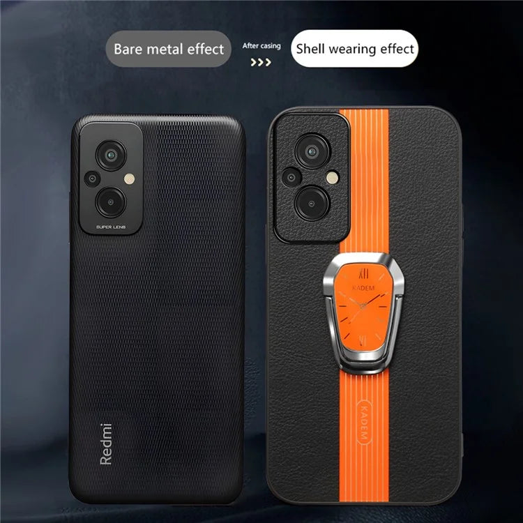 KADEM For Xiaomi Redmi 11 Prime 4G Phone Case Anti-fall Back Guard PU Leather+TPU+Acrylic Cover