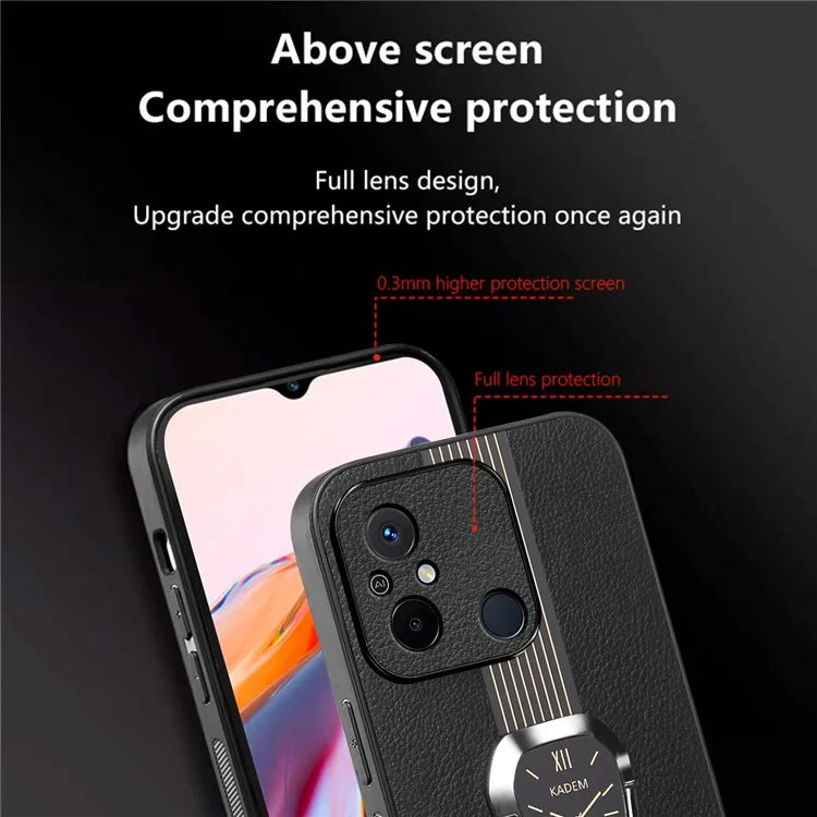 KADEM For Xiaomi Redmi 12C 4G Case Slim-Fit PU Leather+TPU+Acrylic Cell Phone Protector