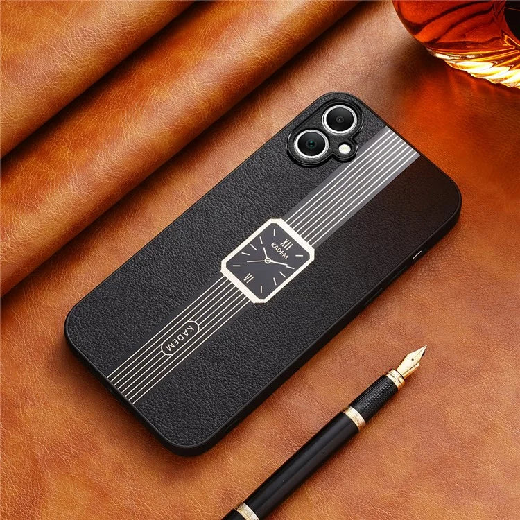 KADEM For Samsung Galaxy A05 4G Case Leather Coated TPU+Acrylic Electroplated Phone Cover