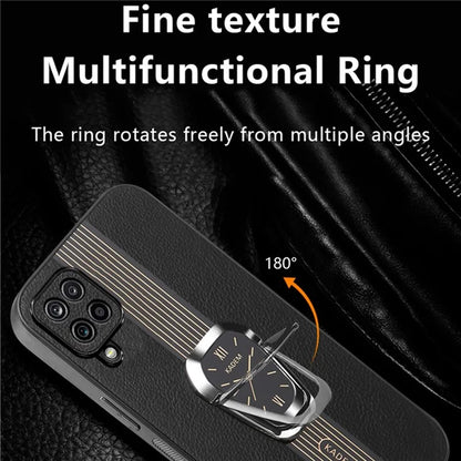 KADEM For Samsung Galaxy A12 Electroplating Case PU+TPU+Acrylic Phone Cover with Folding Kickstand