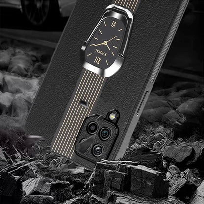 KADEM For Samsung Galaxy A12 Electroplating Case PU+TPU+Acrylic Phone Cover with Folding Kickstand