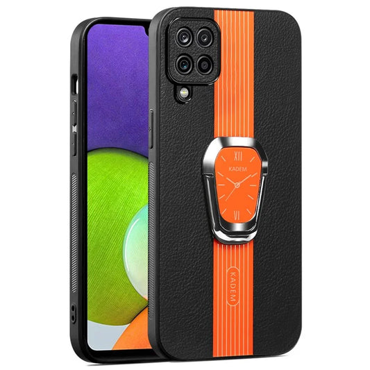 KADEM For Samsung Galaxy A22 4G (EU Version) Case Folding Kickstand Anti-Drop PU+TPU+Acrylic Phone Cover