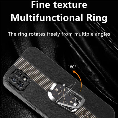 KADEM For Samsung Galaxy A22 5G (EU Version) Slim Case Electroplating PU+TPU+Acrylic Phone Shell with Folding Kickstand