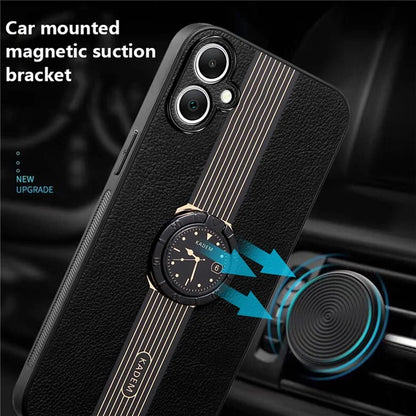 KADEM For Samsung Galaxy A05 4G Case Electroplating Ring Kickstand PU+TPU+Acrylic Phone Protector