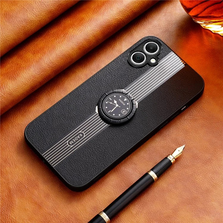 KADEM For Samsung Galaxy A05 4G Case Electroplating Ring Kickstand PU+TPU+Acrylic Phone Protector