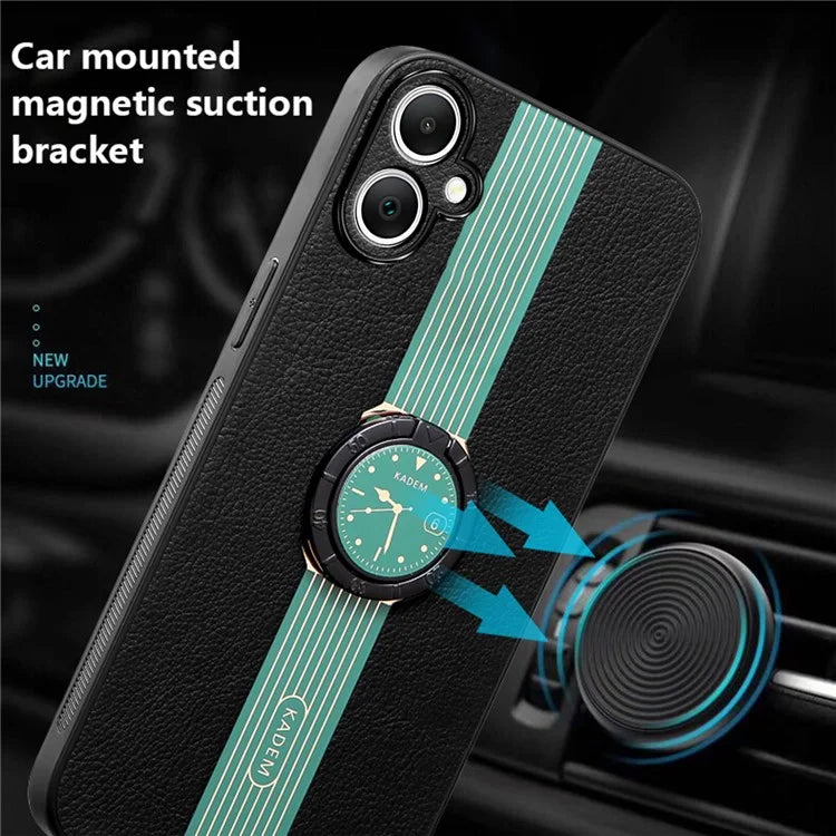 KADEM For Samsung Galaxy A05 4G Case Electroplating Ring Kickstand PU+TPU+Acrylic Phone Protector