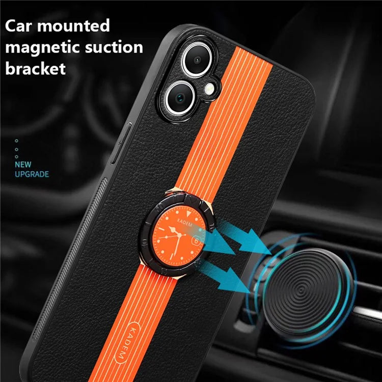KADEM For Samsung Galaxy A05 4G Case Electroplating Ring Kickstand PU+TPU+Acrylic Phone Protector