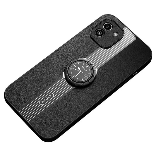 KADEM For Samsung Galaxy A03 (164.2 x 75.9 x 9.1mm) Ring Kickstand Case Electroplating PU+TPU+Acrylic Phone Cover