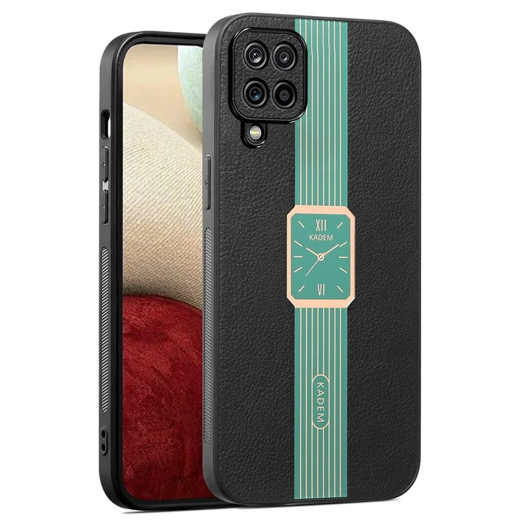 KADEM For Samsung Galaxy A12 Case Electroplating PU Leather+TPU+Acrylic Phone Cover