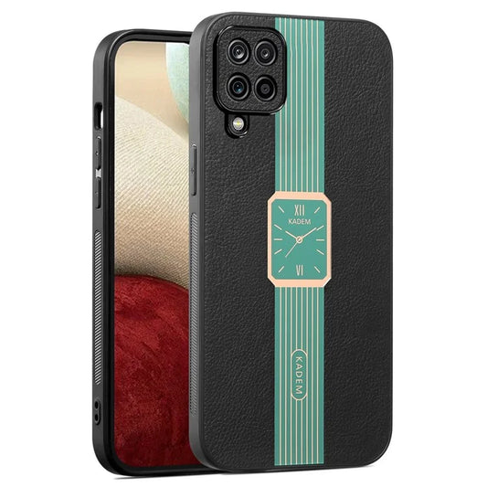 KADEM For Samsung Galaxy A12 Case Electroplating PU Leather+TPU+Acrylic Phone Cover