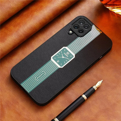 KADEM For Samsung Galaxy A12 Case Electroplating PU Leather+TPU+Acrylic Phone Cover