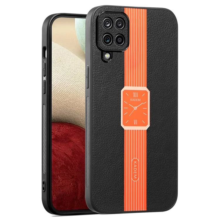 KADEM For Samsung Galaxy A12 Case Electroplating PU Leather+TPU+Acrylic Phone Cover