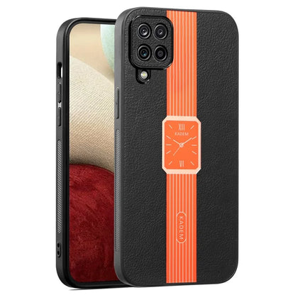 KADEM For Samsung Galaxy A12 Case Electroplating PU Leather+TPU+Acrylic Phone Cover