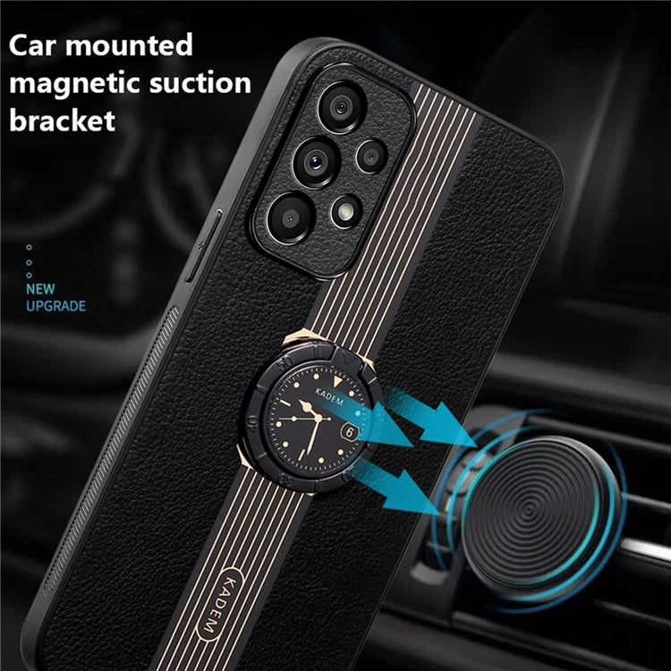 KADEM For Samsung Galaxy A32 5G / M32 5G Slim Case Electroplating PU+TPU+Acrylic Kickstand Phone Shell