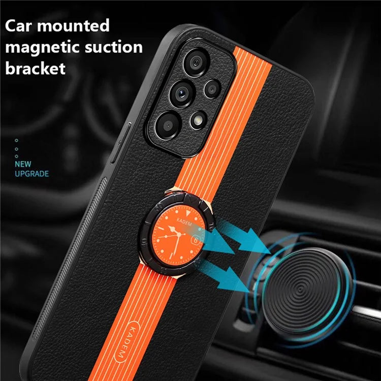 KADEM For Samsung Galaxy A32 5G / M32 5G Slim Case Electroplating PU+TPU+Acrylic Kickstand Phone Shell