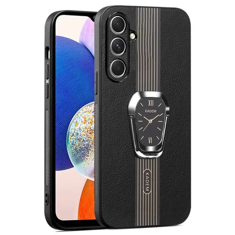 KADEM For Samsung Galaxy A14 4G / 5G Slim Case Electroplating PU+TPU+Acrylic Phone Cover with Folding Kickstand