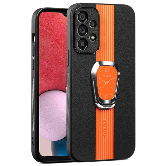 KADEM For Samsung Galaxy A13 4G Electroplating Case Folding Kickstand PU+TPU+Acrylic Phone Cover