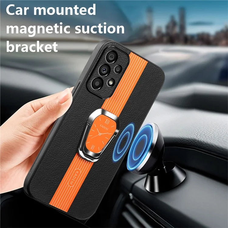 KADEM For Samsung Galaxy A13 4G Electroplating Case Folding Kickstand PU+TPU+Acrylic Phone Cover