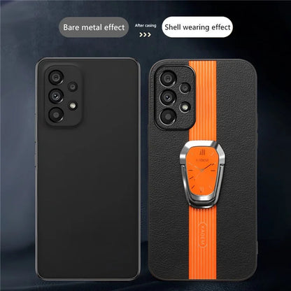 KADEM For Samsung Galaxy A13 4G Electroplating Case Folding Kickstand PU+TPU+Acrylic Phone Cover