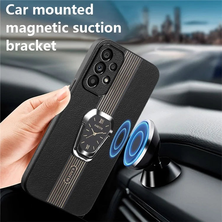 KADEM For Samsung Galaxy A13 4G Electroplating Case Folding Kickstand PU+TPU+Acrylic Phone Cover