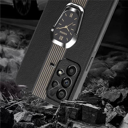 KADEM For Samsung Galaxy A13 4G Electroplating Case Folding Kickstand PU+TPU+Acrylic Phone Cover