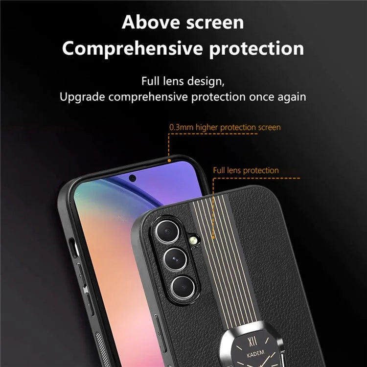 KADEM For Samsung Galaxy A15 5G Case Electroplating Anti-Drop PU+TPU+Acrylic Phone Cover with Kickstand