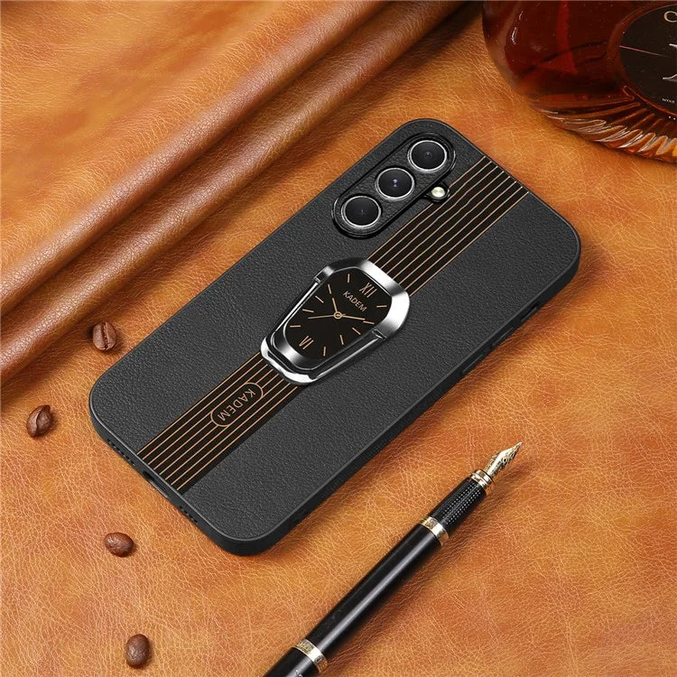 KADEM For Samsung Galaxy A15 5G Case Electroplating Anti-Drop PU+TPU+Acrylic Phone Cover with Kickstand