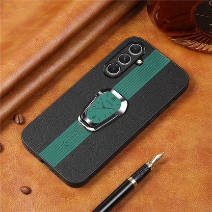 KADEM For Samsung Galaxy A15 5G Case Electroplating Anti-Drop PU+TPU+Acrylic Phone Cover with Kickstand