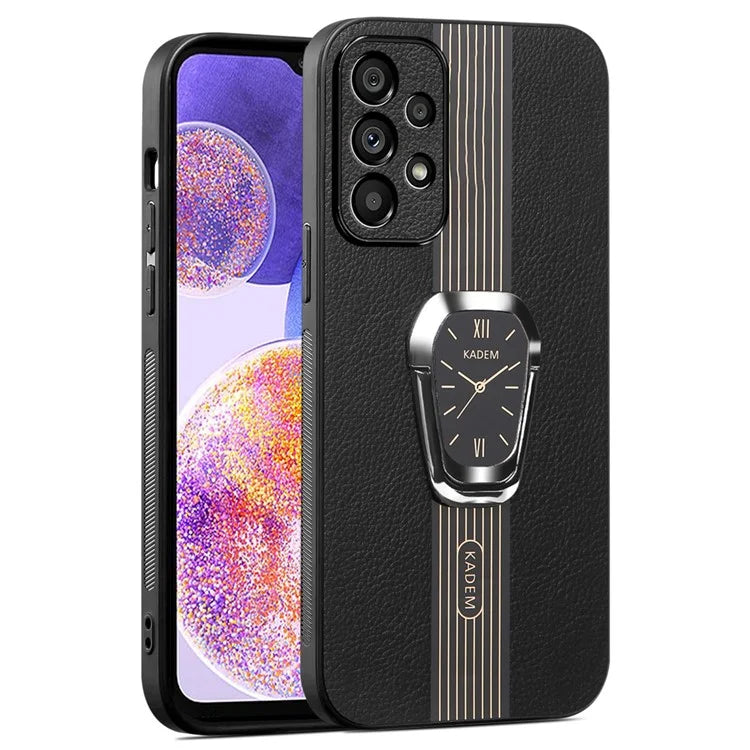 KADEM For Samsung Galaxy A23 5G (Global Version) / A23 4G Case PU+TPU+Acrylic Electroplating Phone Cover with Folding Kickstand