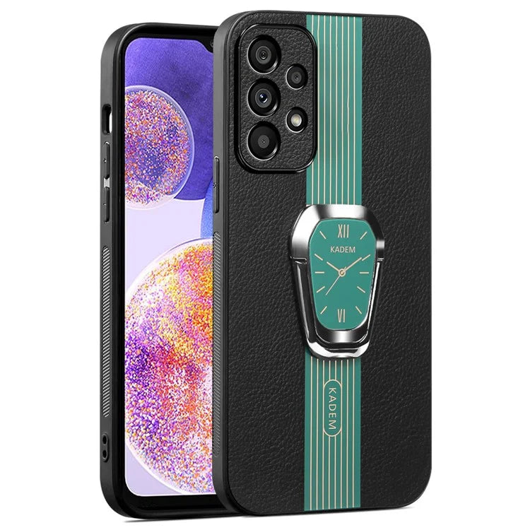 KADEM For Samsung Galaxy A23 5G (Global Version) / A23 4G Case PU+TPU+Acrylic Electroplating Phone Cover with Folding Kickstand