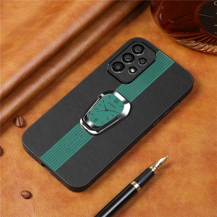 KADEM For Samsung Galaxy A23 5G (Global Version) / A23 4G Case PU+TPU+Acrylic Electroplating Phone Cover with Folding Kickstand
