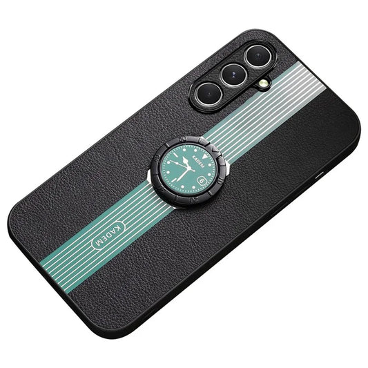 KADEM For Samsung Galaxy A05s 4G Case Ring Holder Kickstand PU Leather+Acrylic+TPU Phone Shell