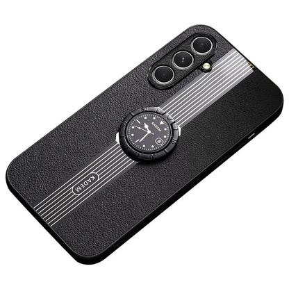 KADEM For Samsung Galaxy A05s 4G Case Ring Holder Kickstand PU Leather+Acrylic+TPU Phone Shell